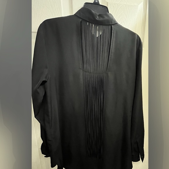 Black fringe button down blouse - Picture 4 of 4